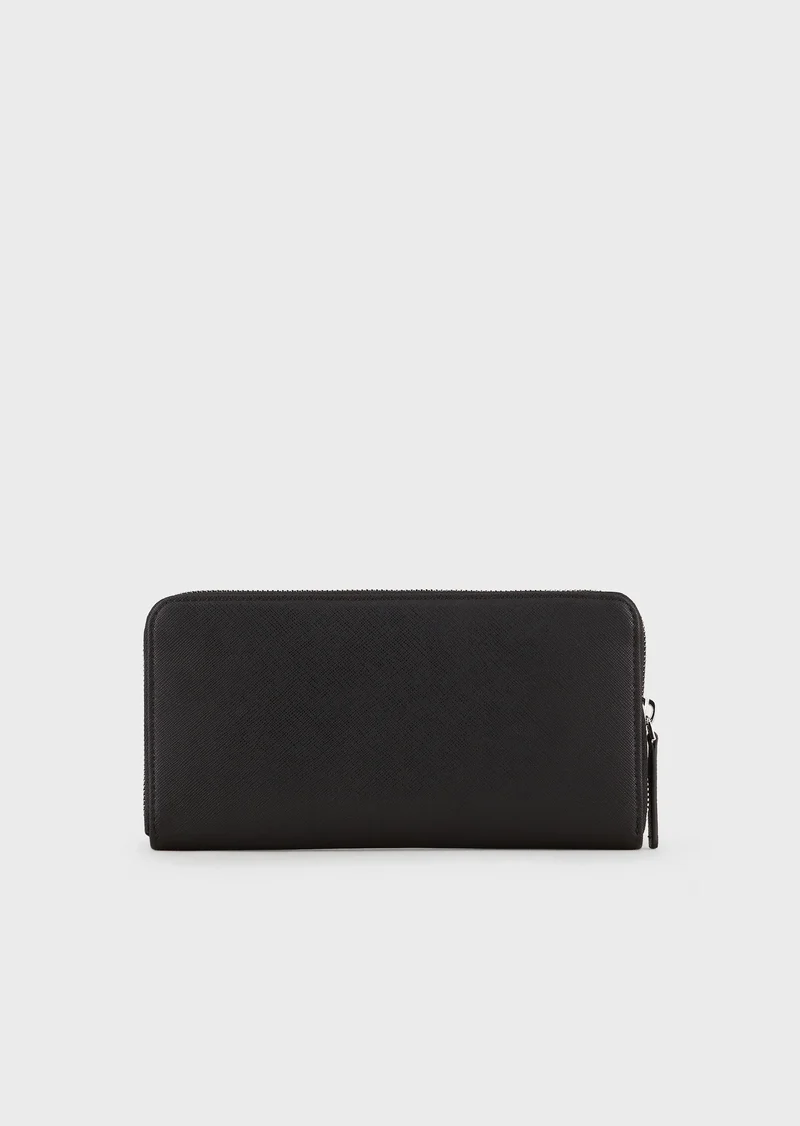 Emporio Armani Portefeuille entièrement zippé en cuir régénéré