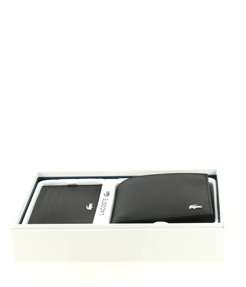 Coffret portefeuille et porte-cartes LACOSTE Large Billfold Noir