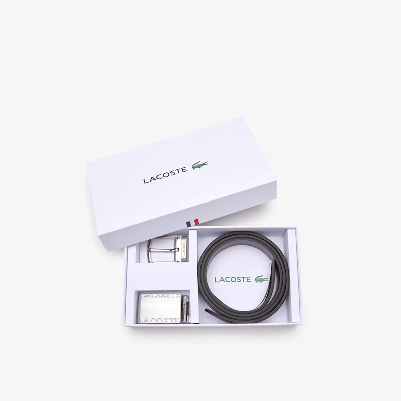 Coffret Ceinture LACOSTE noir lisse