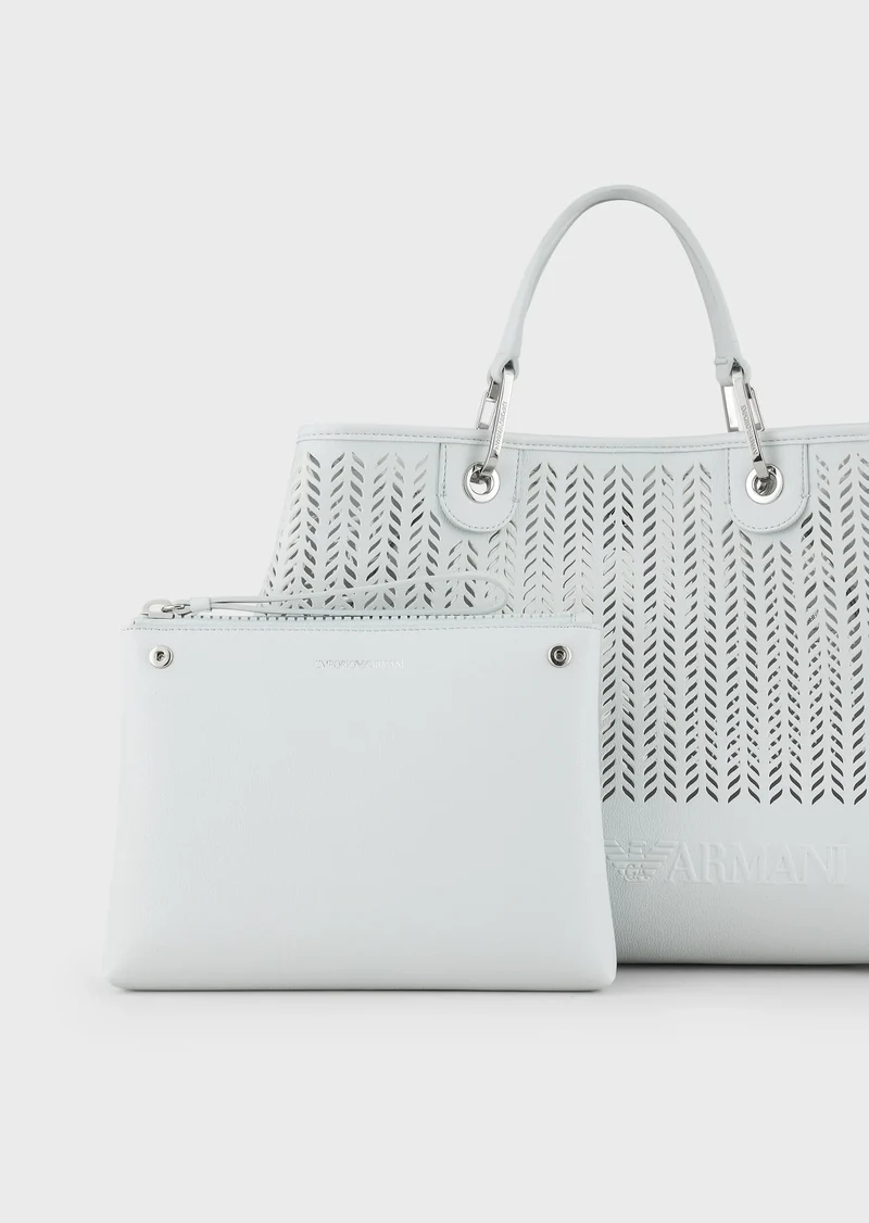 Sac Cabas Emporio Armani MyEA Bag, moyen format, avec motif chevron ajouré