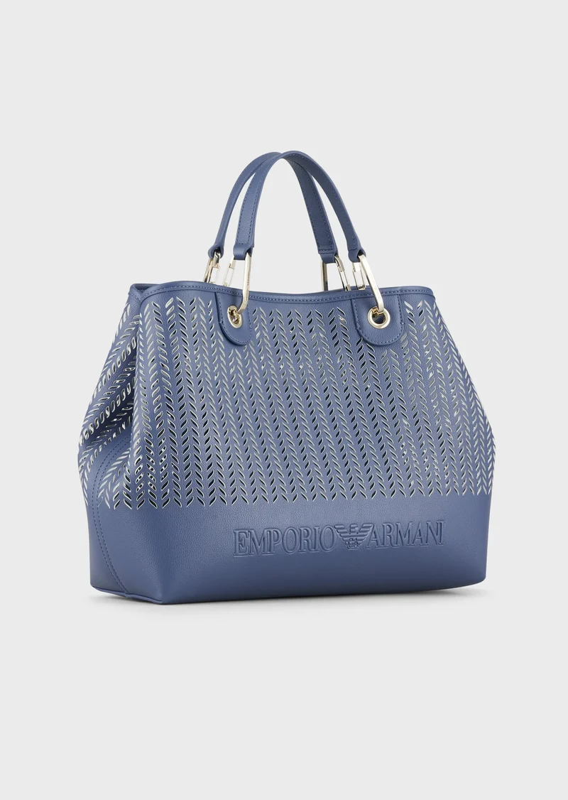 Sac Cabas Emporio Armani MyEA Bag, moyen format, avec motif chevron ajouré