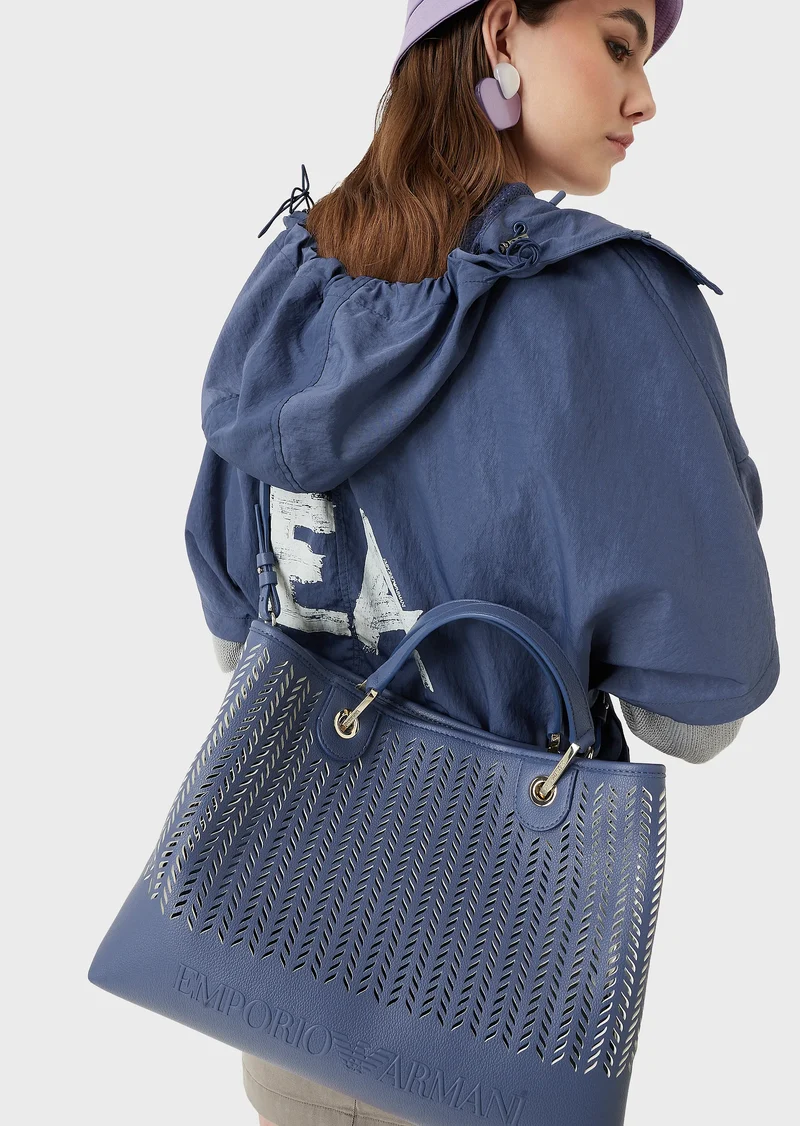 Sac Cabas Emporio Armani MyEA Bag, moyen format, avec motif chevron ajouré