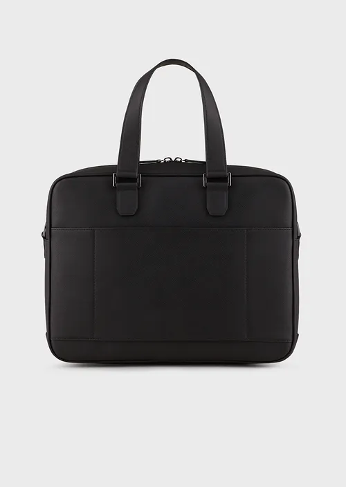 Emporio Armani Sac business en cuir régénéré imprimé saffiano