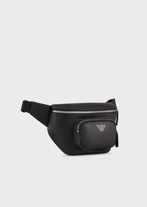 Emporio Armani Sac banane en cuir régénéré plaquette aigle