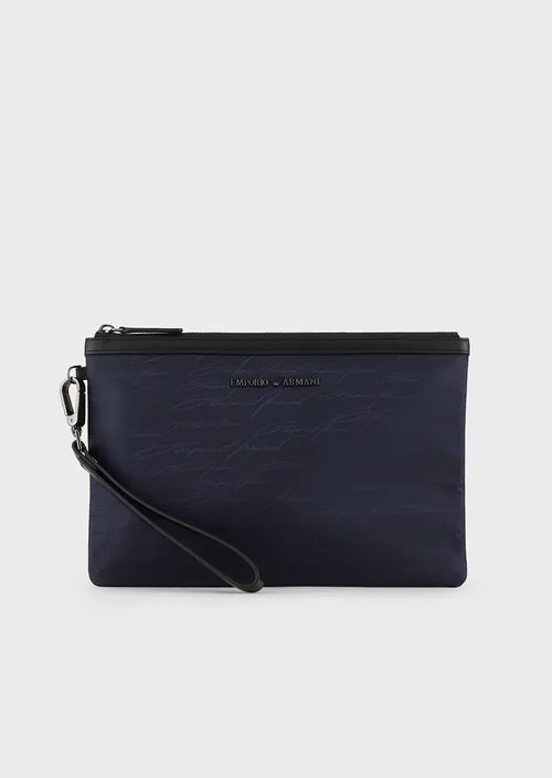 Emporio Armani Pochette en nylon jacquard avec logo signature