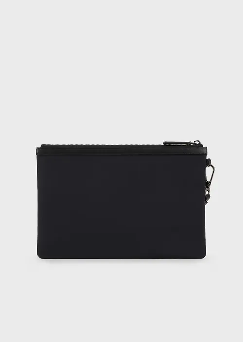 Emporio Armani Pochette en nylon jacquard avec logo signature