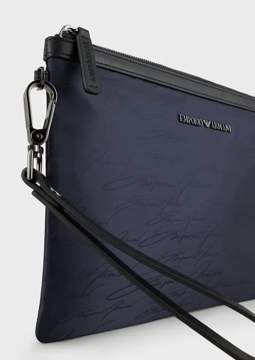 Emporio Armani Pochette en nylon jacquard avec logo signature