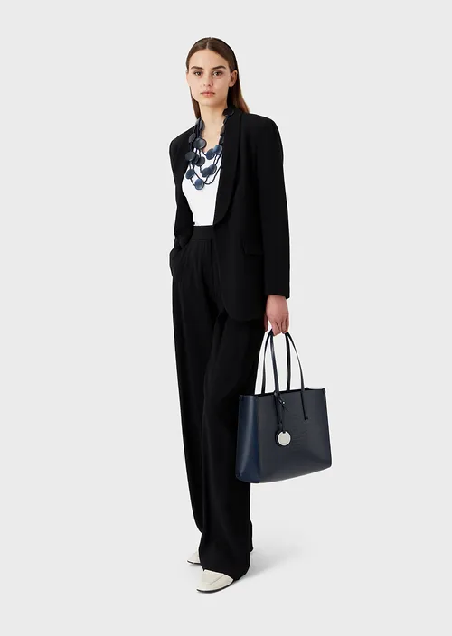 Emporio Armani Sac cabas finition liégée avec bijou de sac et grand logo perforé