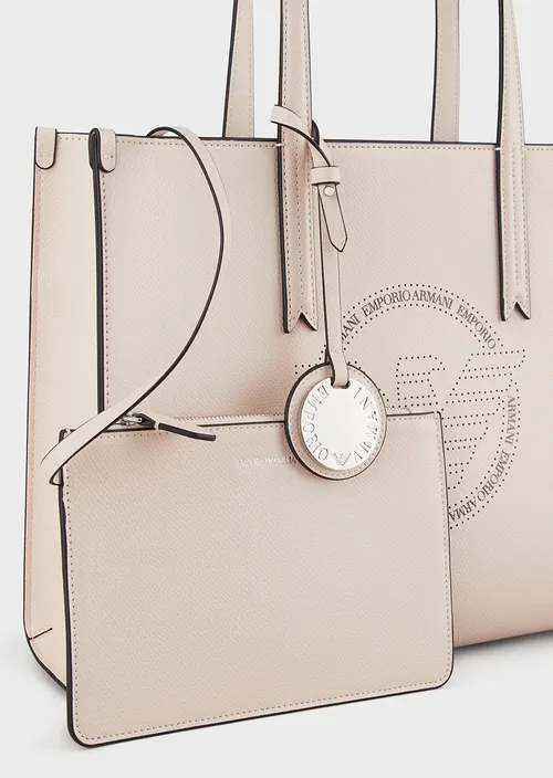 Emporio Armani Sac cabas finition liégée avec bijou de sac et grand logo perforé