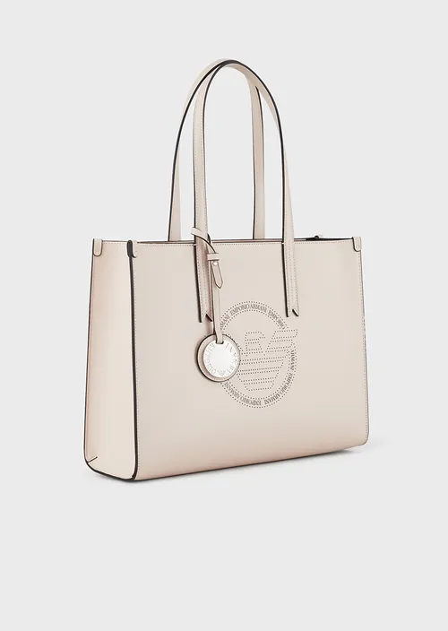 Emporio Armani Sac cabas finition liégée avec bijou de sac et grand logo perforé