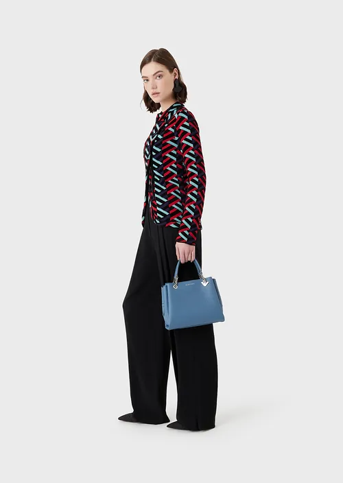 Sac à main Emporio Armani effet liégé avec bijou de sac aigle DENIM/DENIM