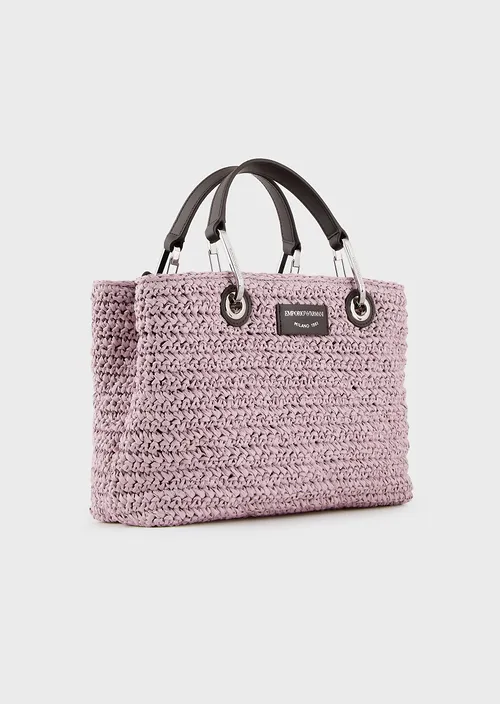 Emporio Armani Petit sac cabas MyEA Bag en paille tressée