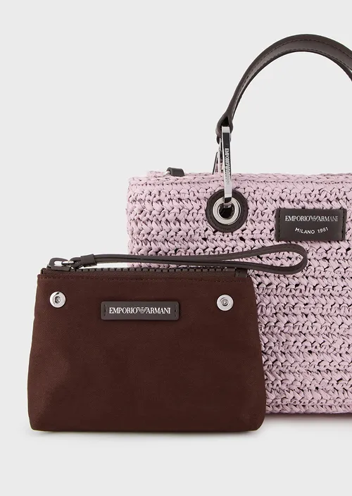Emporio Armani Petit sac cabas MyEA Bag en paille tressée