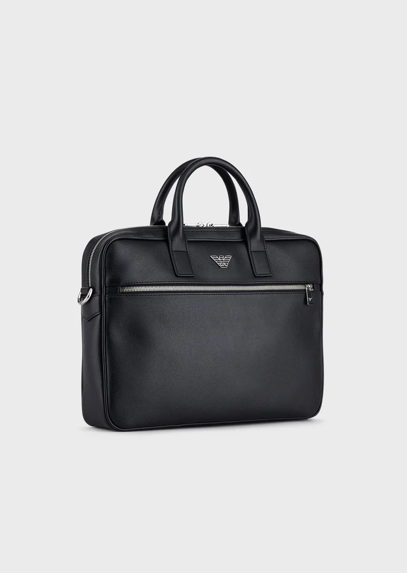 Emporio Armani Sac business en cuir régénéré avec plaquette aigle