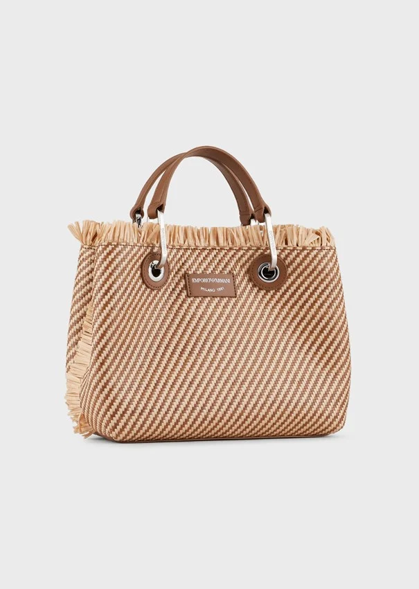 Emporio Armani Petit sac cabas MyEA Bag en paille tressée