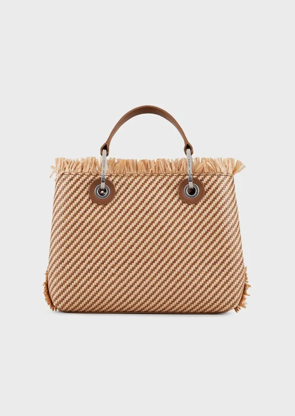Emporio Armani Petit sac cabas MyEA Bag en paille tressée