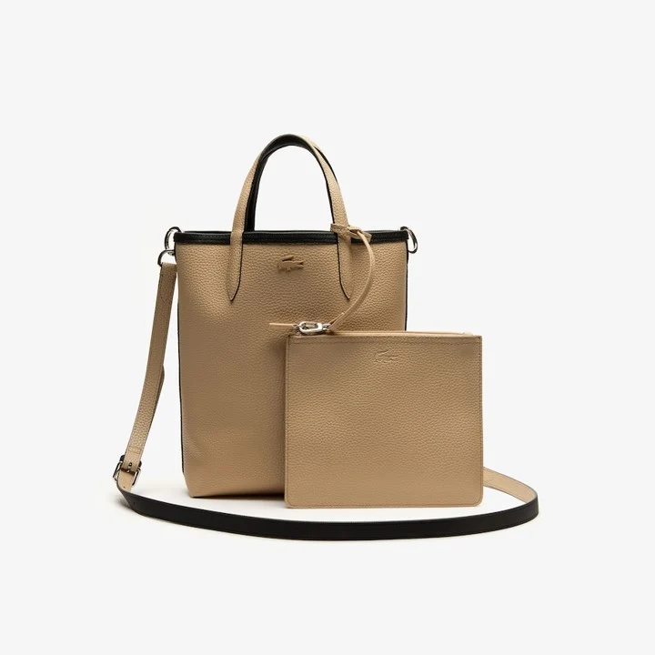 Sac Cabas Lacoste VERTICAL Réversible Noir/Sable