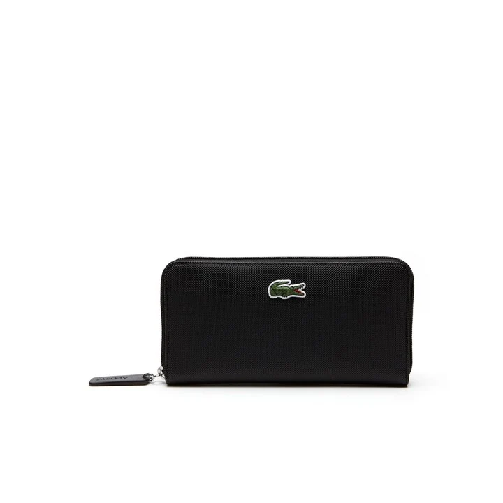 Portefeuille zippé Lacoste L.12.12 Concept Petit Piqué Uni Noir