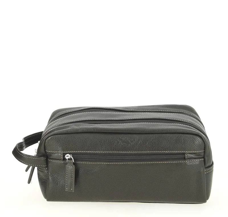 Trousse de toilette KATANA en cuir Marron Foncé