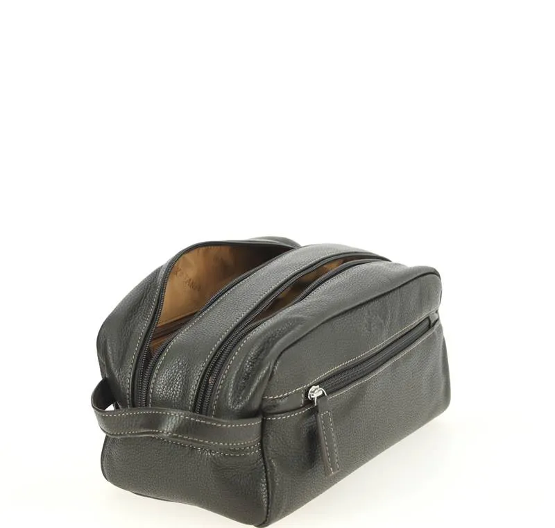 Trousse de toilette KATANA en cuir Marron Foncé