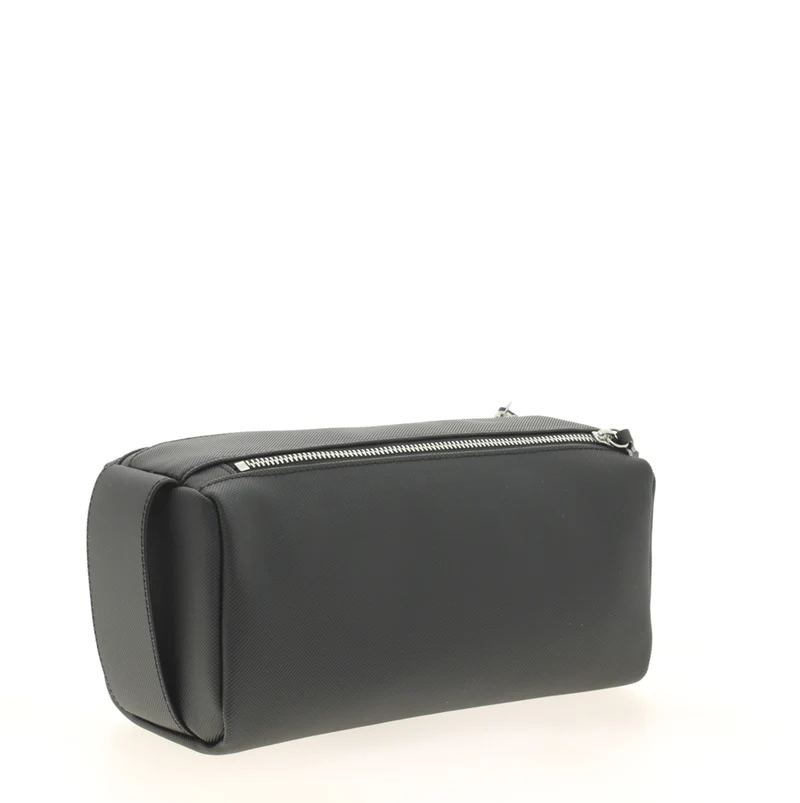 Trousse de Toilette LACOSTE Double Zip Men's Classic en Petit Piqué Uni Black