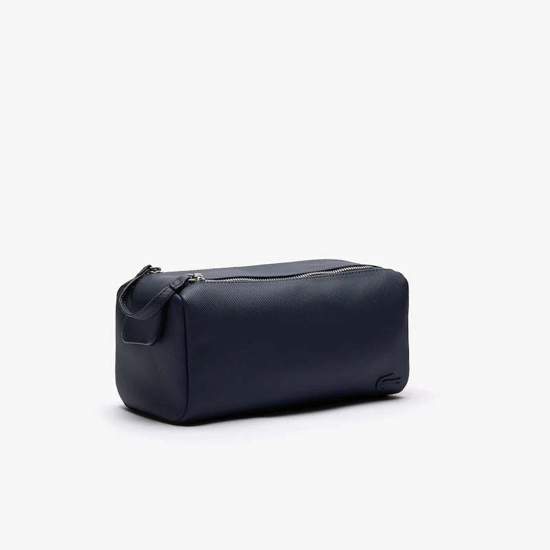 Trousse de Toilette LACOSTE Double Zip Men's Classic en Petit Piqué Uni Black