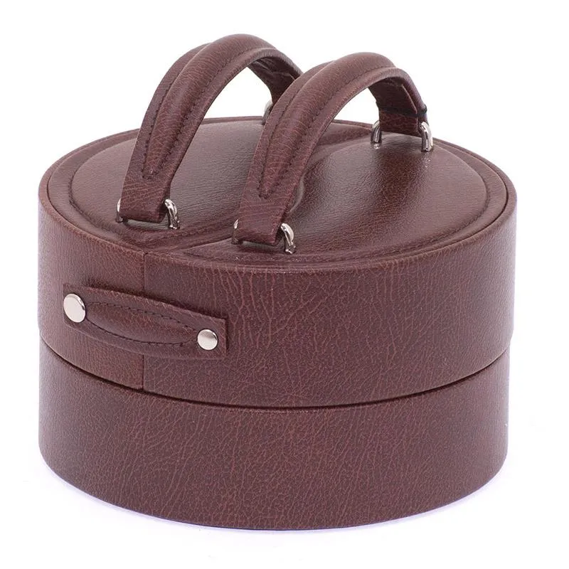 COFFRET BIJOUX DAVIDT'S EUCLIDE ROND-Marron