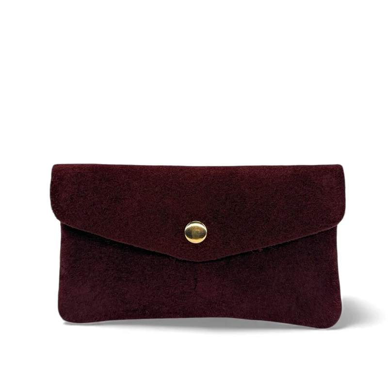 Pochette porte-monnaie en daim COMPO SUEDE Bordeaux