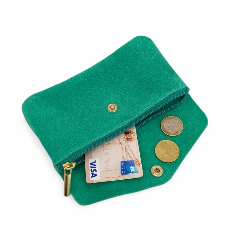 Pochette porte-monnaie en daim COMPO SUEDE Vert émeraude