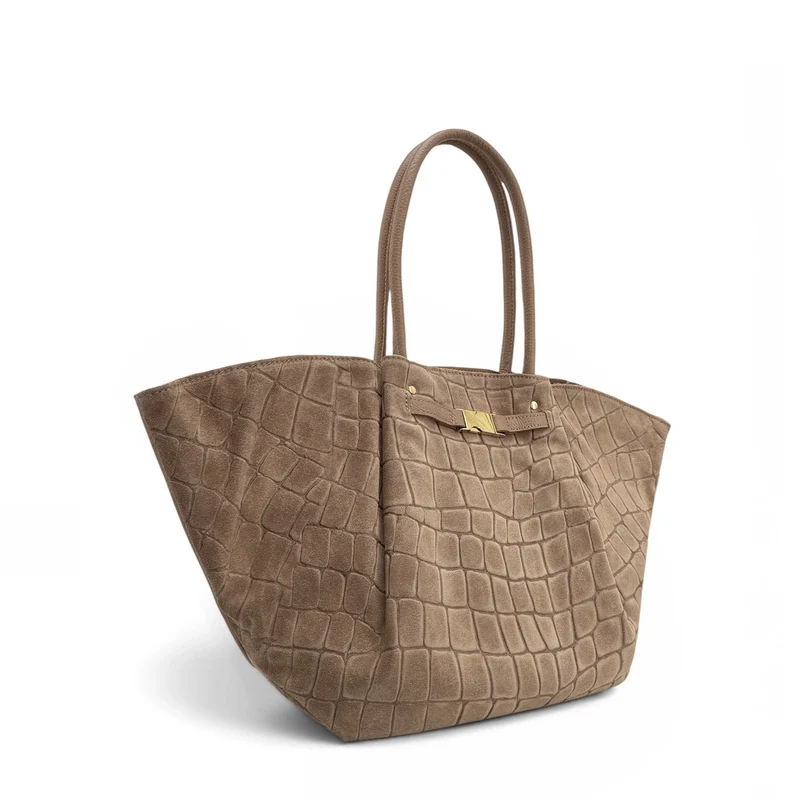 Sac cabas en cuir grainé et daim OFF CAMPUS Taupe