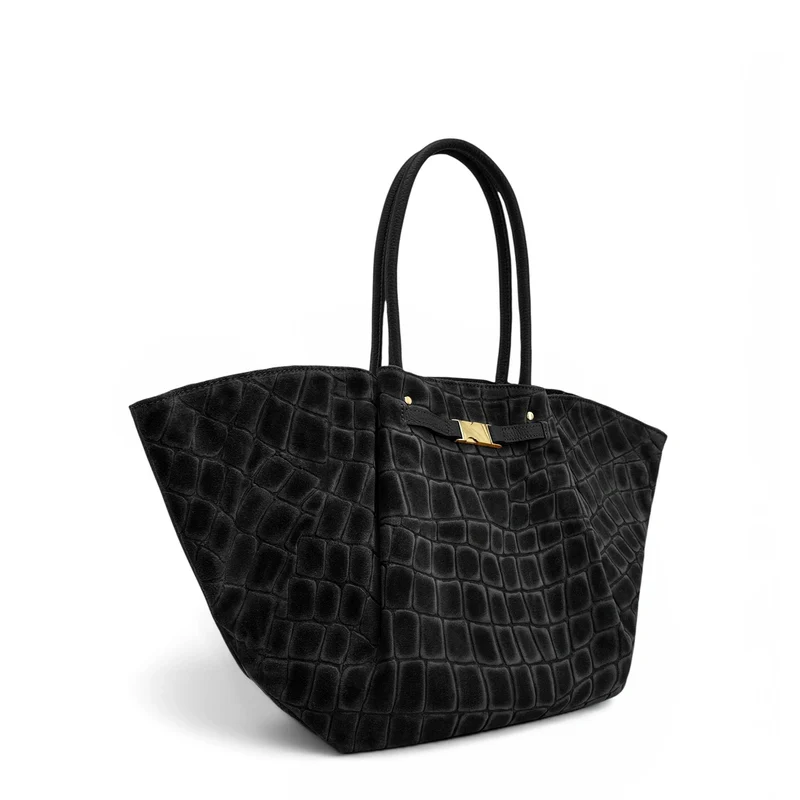 Sac cabas en cuir grainé et daim OFF CAMPUS Noir