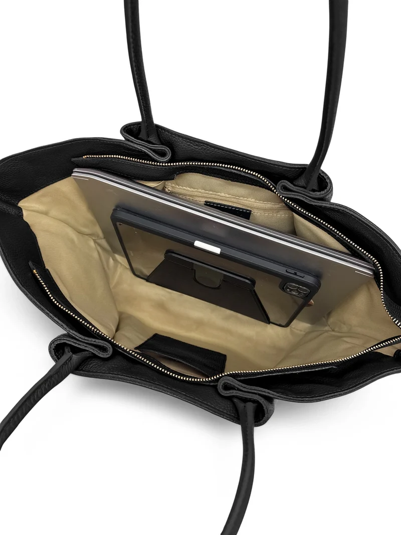 Sac cabas en cuir grainé et daim OFF CAMPUS Noir