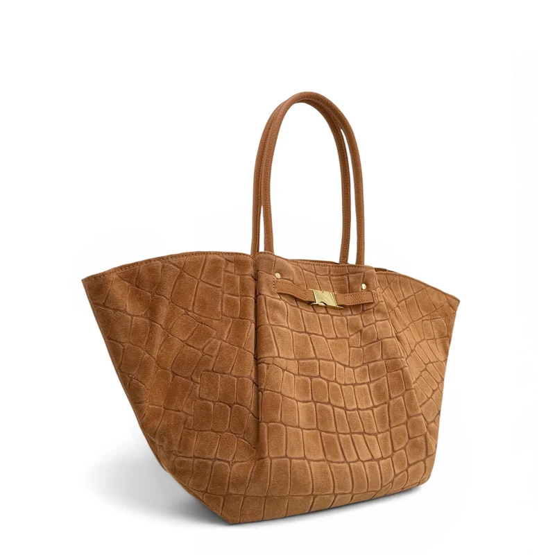 Sac cabas en cuir grainé et daim OFF CAMPUS Marron camel
