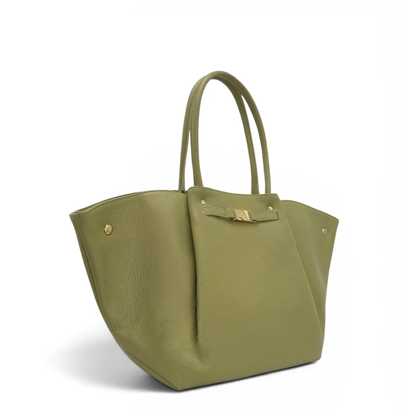 Sac cabas en cuir grainé CAMPUS Vert matcha latte