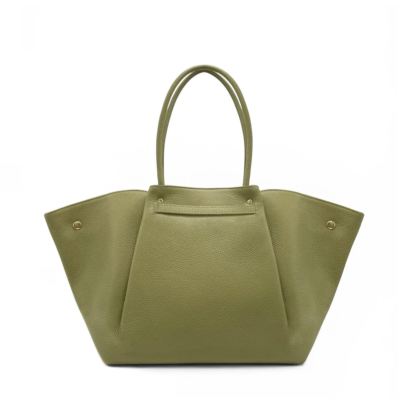 Sac cabas en cuir grainé CAMPUS Vert matcha latte