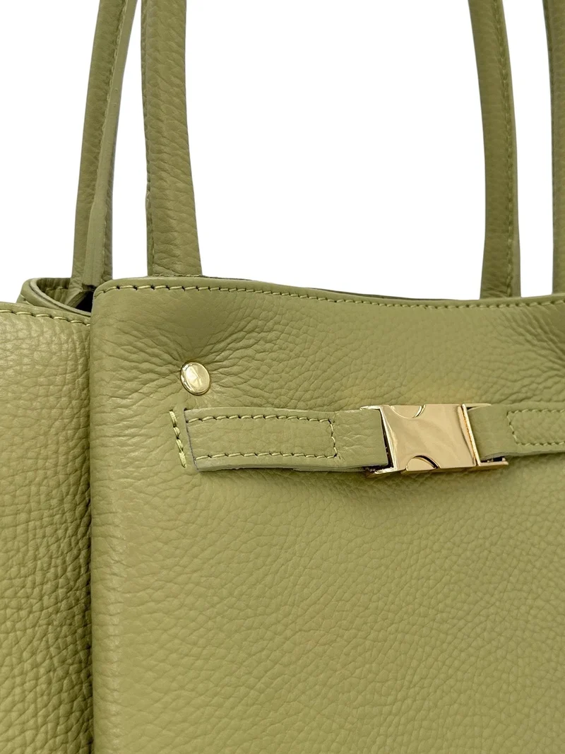 Sac cabas en cuir grainé CAMPUS Vert matcha latte
