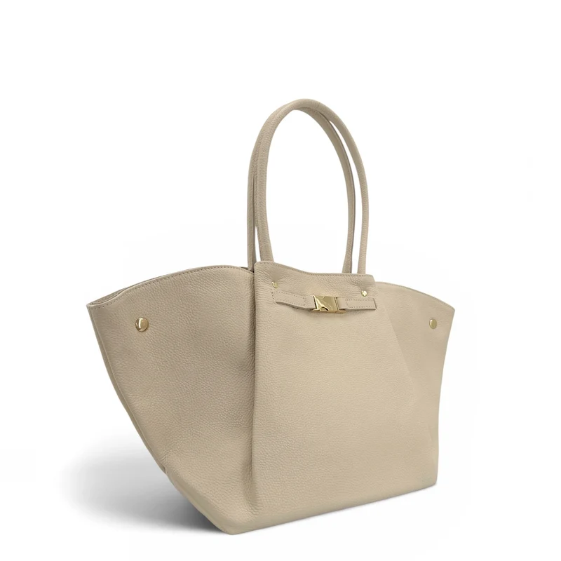 Sac cabas en cuir grainé CAMPUS Beige crème