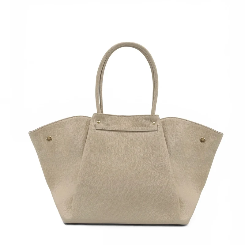 Sac cabas en cuir grainé CAMPUS Beige crème