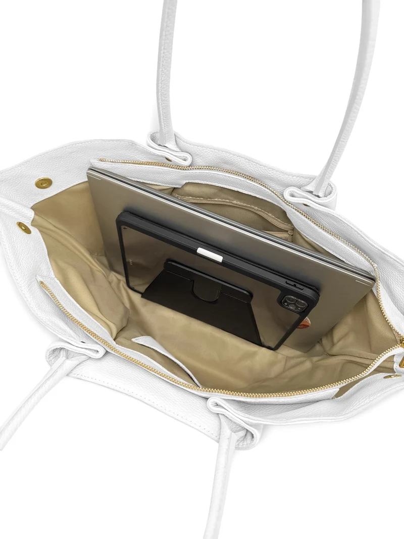Sac cabas en cuir grainé CAMPUS Blanc