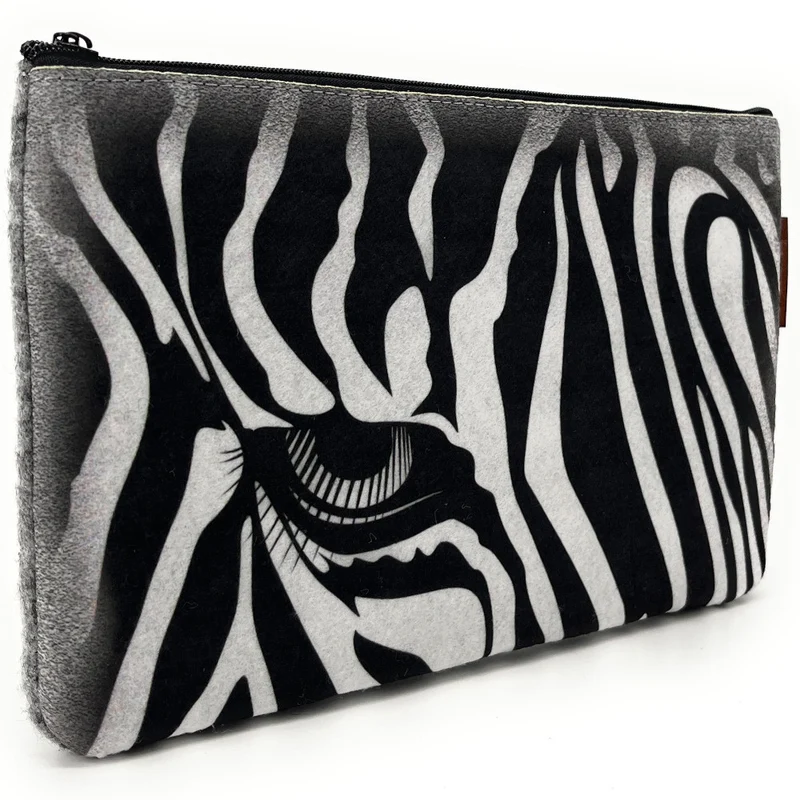 Trousse en feutrine écologique imprimée COLORFULL Gris clair