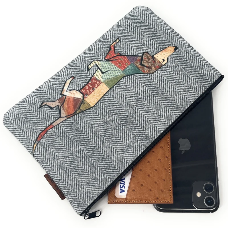 Trousse en feutrine écologique imprimée JOKER Gris clair