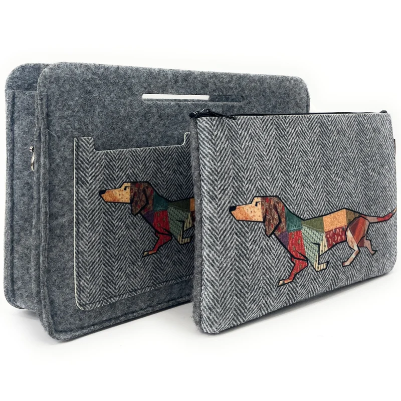 Trousse en feutrine écologique imprimée JOKER Gris clair