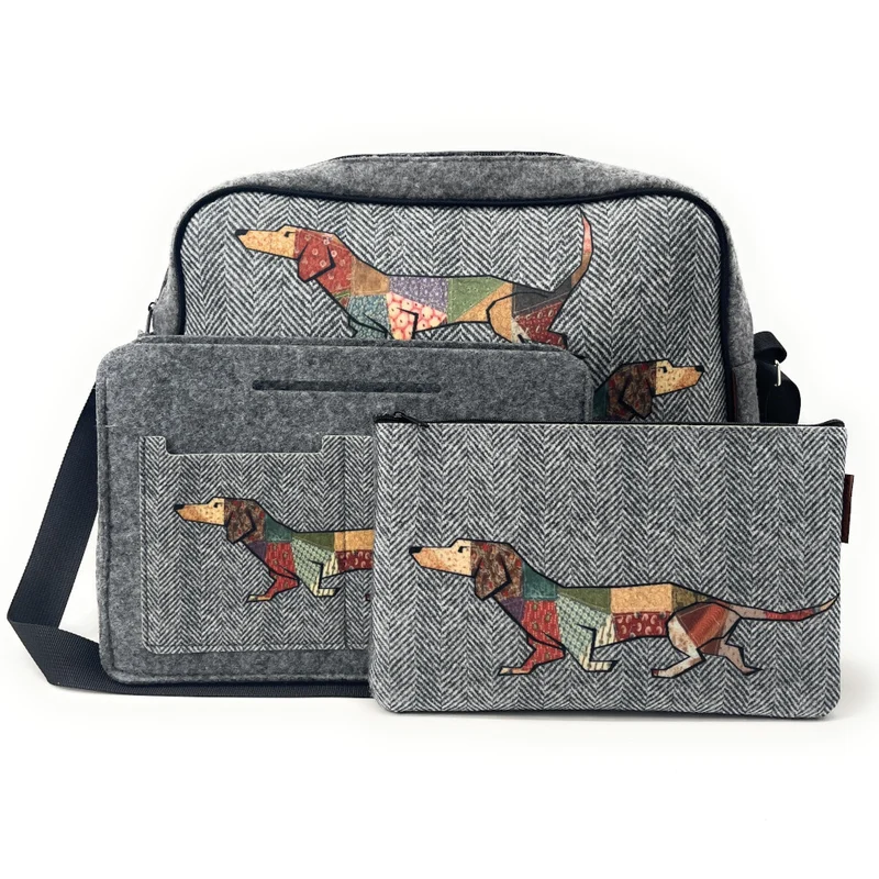 Trousse en feutrine écologique imprimée JOKER Gris clair