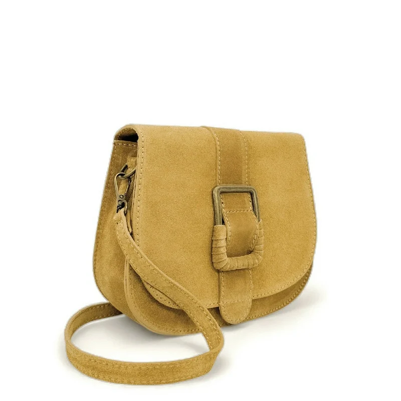 Sac besace en cuir daim ENID Soft jaune