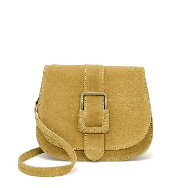 Sac besace en cuir daim ENID Soft jaune