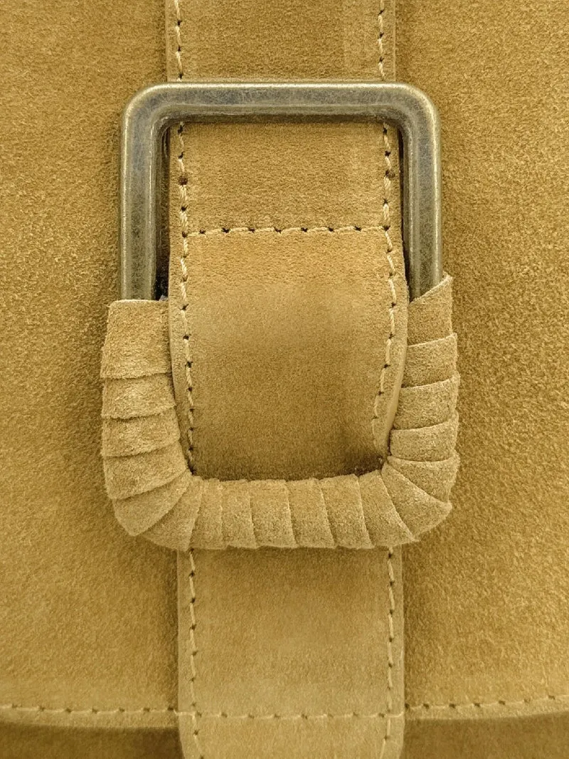 Sac besace en cuir daim ENID Soft jaune