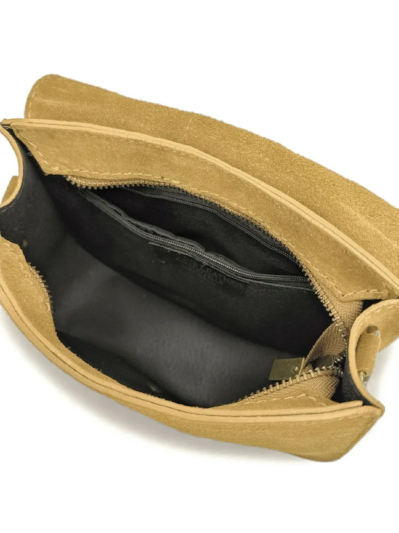 Sac besace en cuir daim ENID Soft jaune