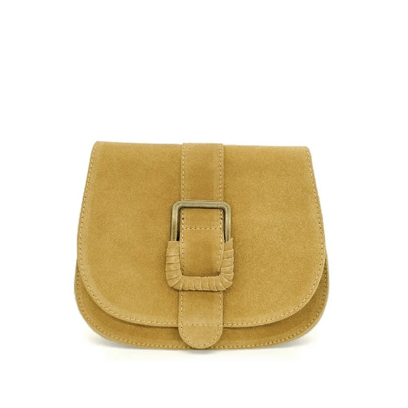Sac besace en cuir daim ENID Soft jaune