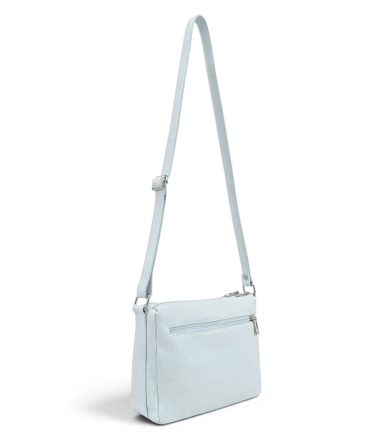 Sac trotteur à bandoulière en cuir grainé MANHATTAN Bleu pastel
