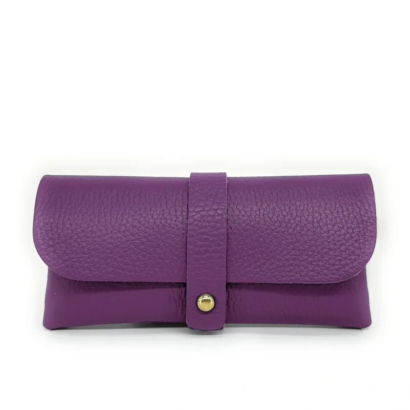 Etui à lunettes en cuir grainé LUMOS Violet